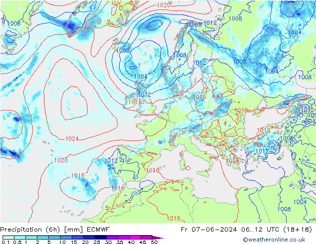 Z500/Rain (+SLP)/Z850 ECMWF ven 07.06.2024 12 UTC