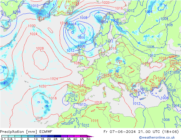 Niederschlag ECMWF Fr 07.06.2024 00 UTC