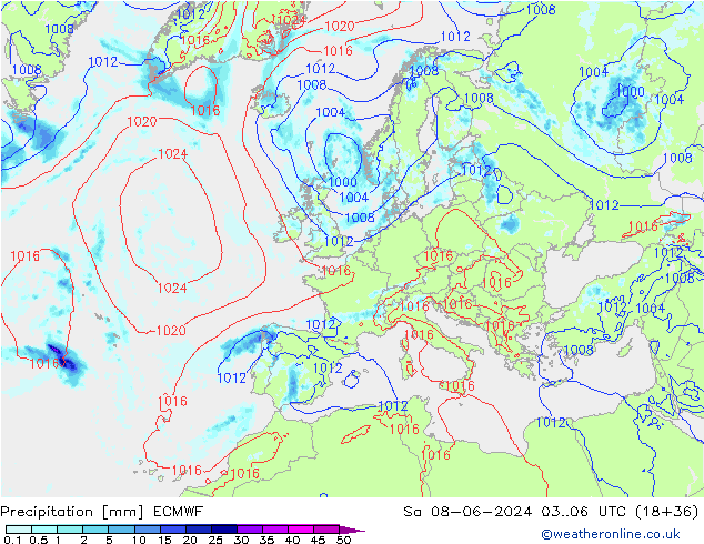 Precipitación ECMWF sáb 08.06.2024 06 UTC