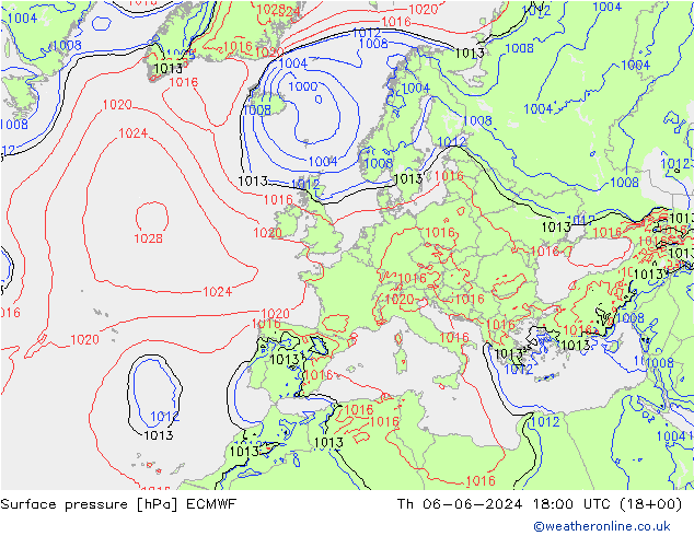 приземное давление ECMWF чт 06.06.2024 18 UTC