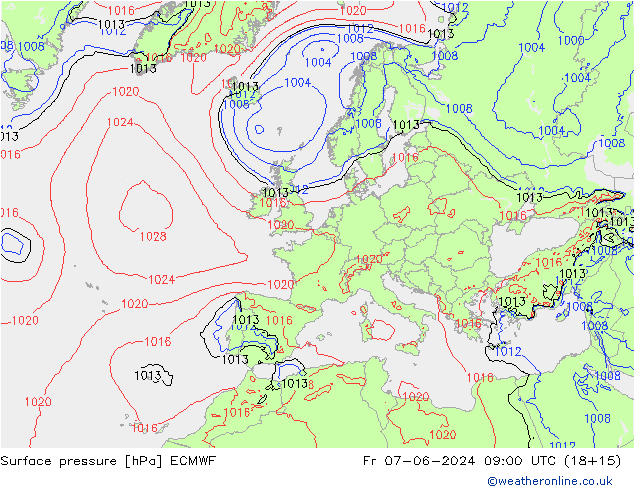 Surface pressure ECMWF Fr 07.06.2024 09 UTC