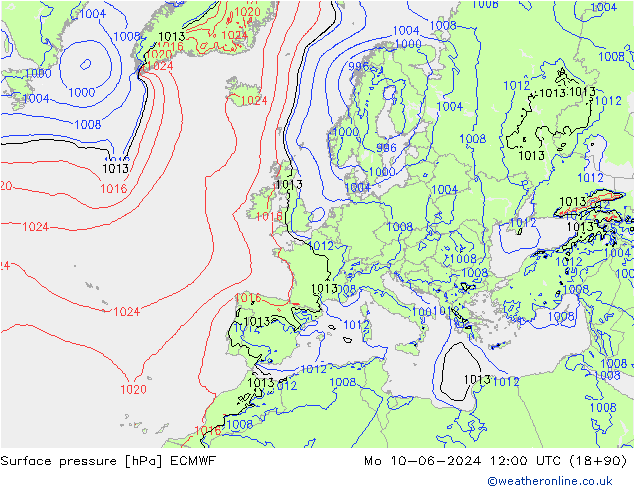 Yer basıncı ECMWF Pzt 10.06.2024 12 UTC