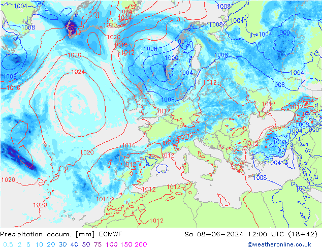 Toplam Yağış ECMWF Cts 08.06.2024 12 UTC