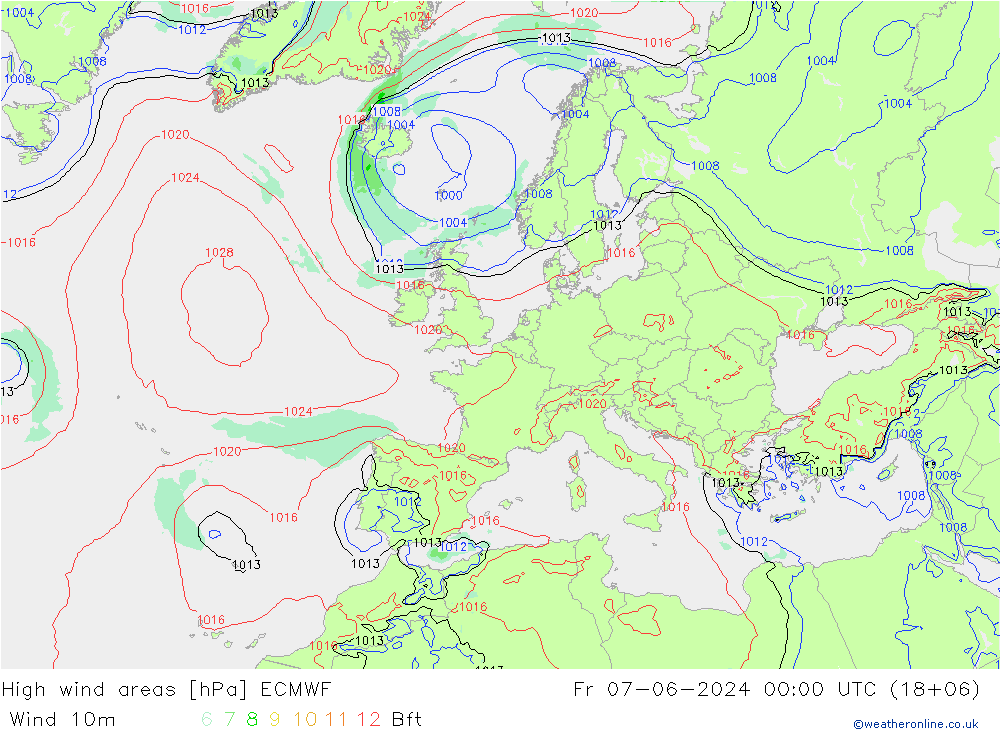 High wind areas ECMWF Fr 07.06.2024 00 UTC