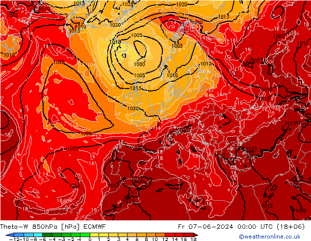 Theta-W 850hPa ECMWF Fr 07.06.2024 00 UTC