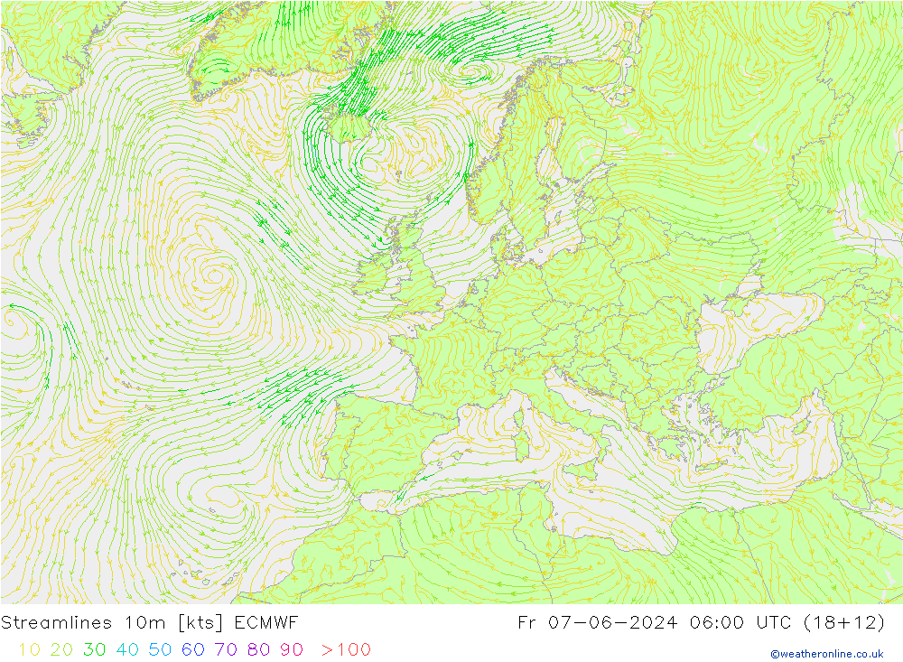 Linha de corrente 10m ECMWF Sex 07.06.2024 06 UTC