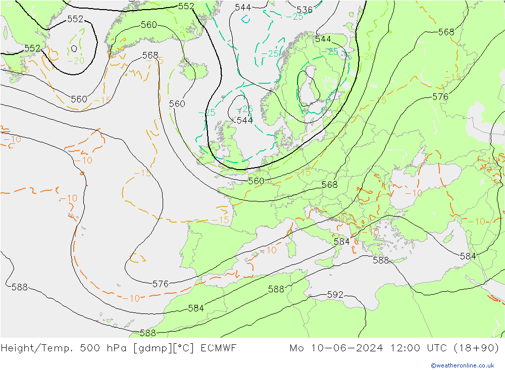 Géop./Temp. 500 hPa ECMWF lun 10.06.2024 12 UTC