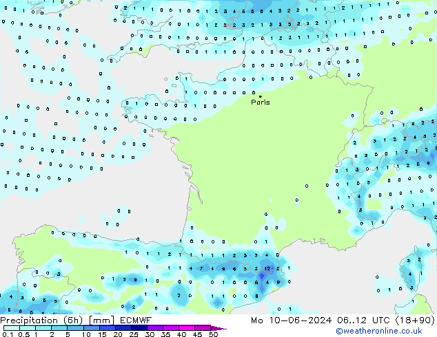 Z500/Rain (+SLP)/Z850 ECMWF lun 10.06.2024 12 UTC