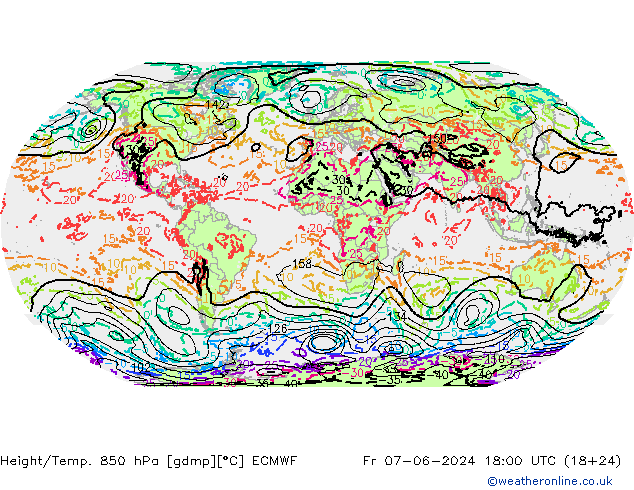 Z500/Rain (+SLP)/Z850 ECMWF ven 07.06.2024 18 UTC