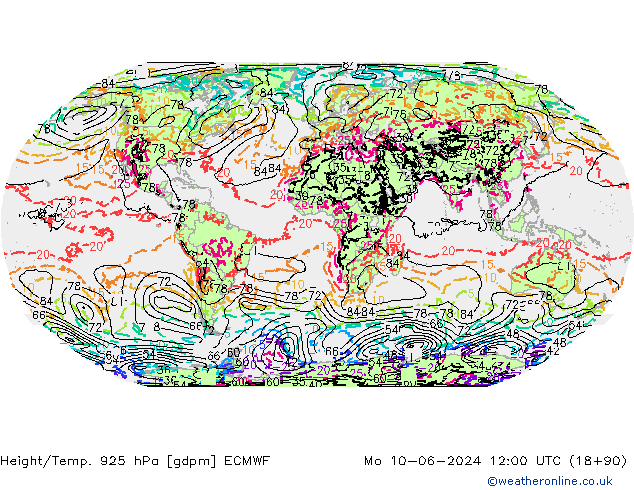 Height/Temp. 925 hPa ECMWF Mo 10.06.2024 12 UTC