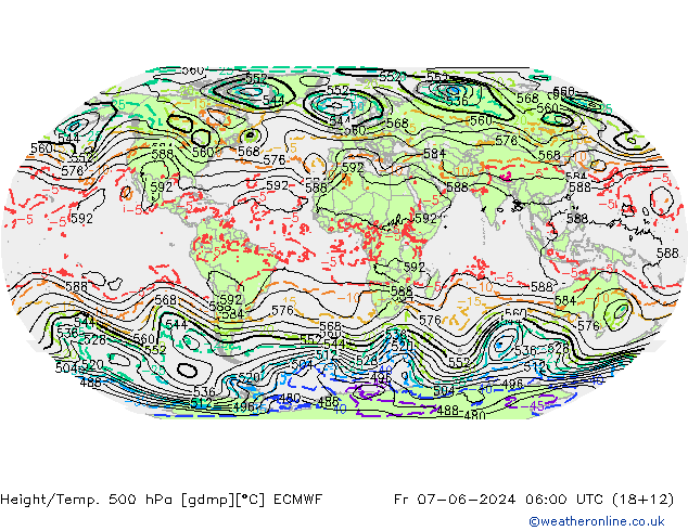 Height/Temp. 500 hPa ECMWF ven 07.06.2024 06 UTC