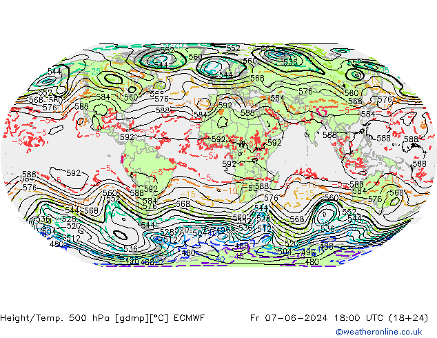 Z500/Rain (+SLP)/Z850 ECMWF Pá 07.06.2024 18 UTC