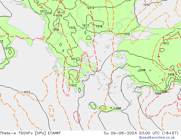 Theta-e 700hPa ECMWF Su 09.06.2024 03 UTC