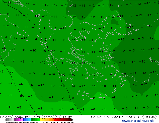 Z500/Yağmur (+YB)/Z850 ECMWF Cts 08.06.2024 00 UTC