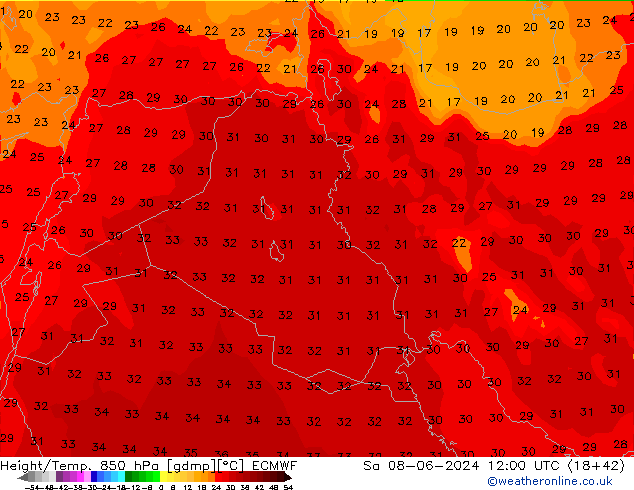 Z500/Rain (+SLP)/Z850 ECMWF Sa 08.06.2024 12 UTC