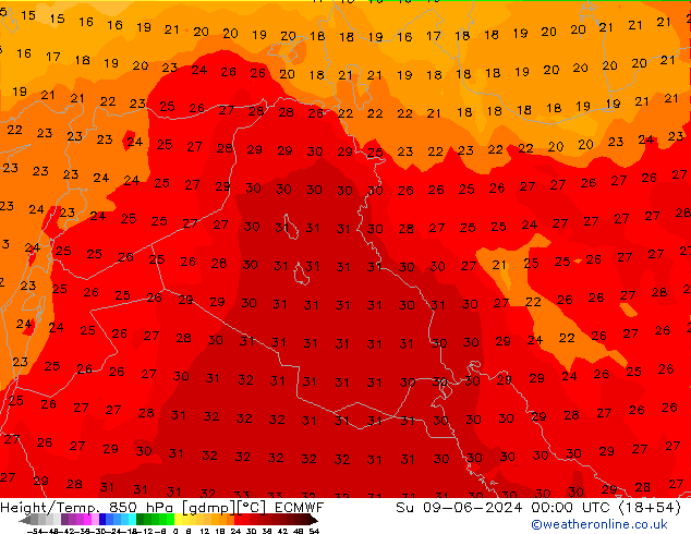 Z500/Rain (+SLP)/Z850 ECMWF dim 09.06.2024 00 UTC