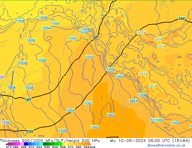 500-1000 hPa Kalınlığı ECMWF Pzt 10.06.2024 06 UTC