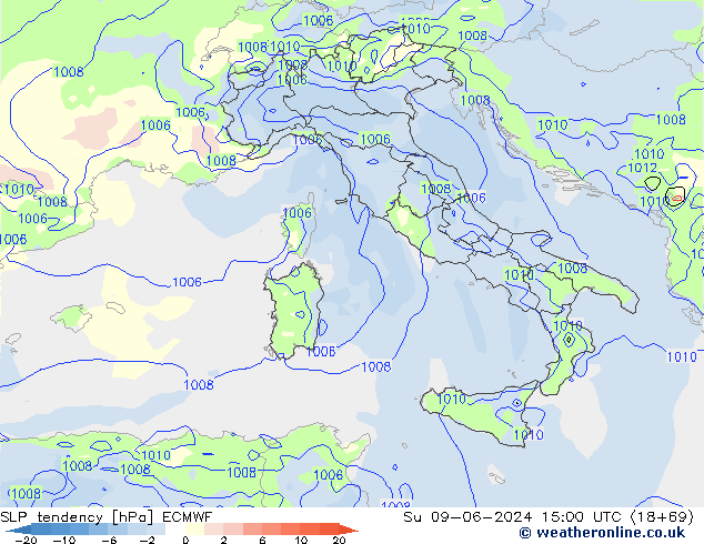 Y. Basıncı eğilimi ECMWF Paz 09.06.2024 15 UTC