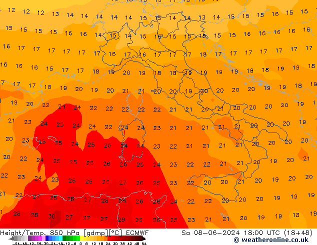 Z500/Rain (+SLP)/Z850 ECMWF  08.06.2024 18 UTC