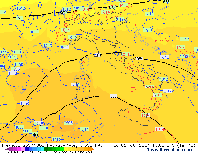 Thck 500-1000hPa ECMWF Sáb 08.06.2024 15 UTC