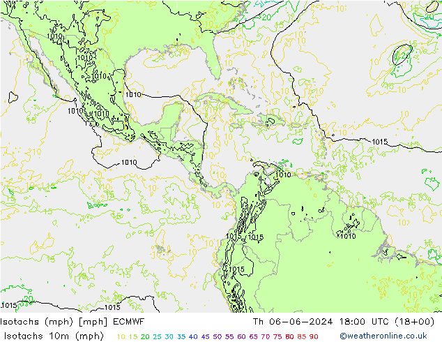 Isotachs (mph) ECMWF  06.06.2024 18 UTC