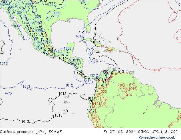 pression de l'air ECMWF ven 07.06.2024 03 UTC