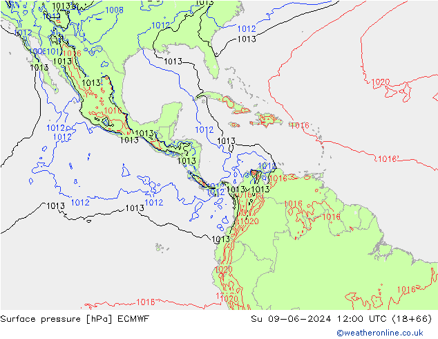 Surface pressure ECMWF Su 09.06.2024 12 UTC