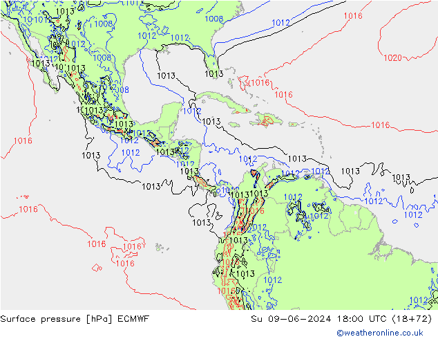 Surface pressure ECMWF Su 09.06.2024 18 UTC