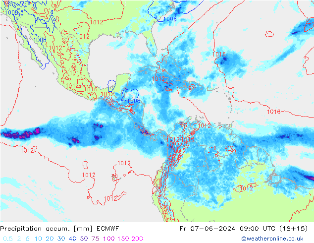 Precipitation accum. ECMWF пт 07.06.2024 09 UTC
