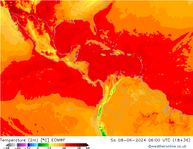 Temperatura (2m) ECMWF sáb 08.06.2024 06 UTC