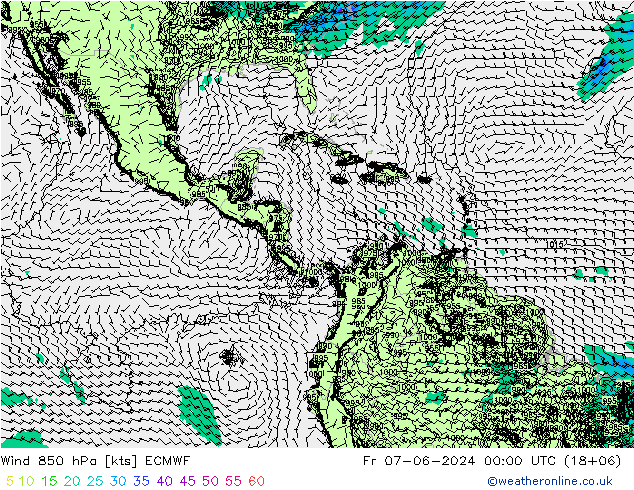 Wind 850 hPa ECMWF Fr 07.06.2024 00 UTC