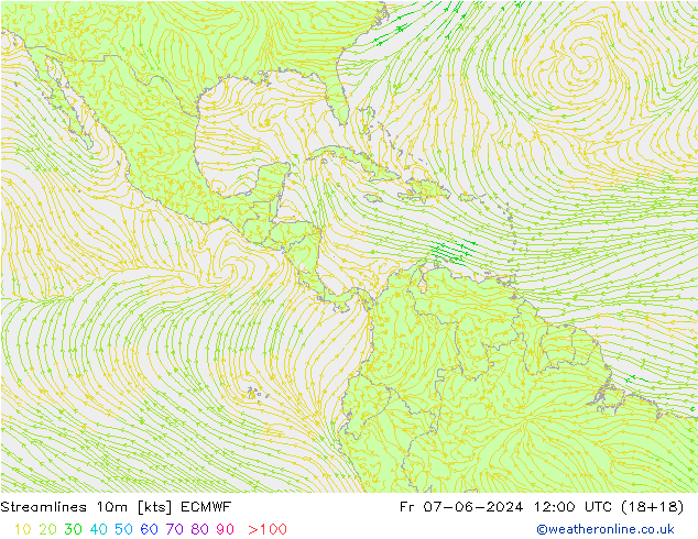 Streamlines 10m ECMWF Fr 07.06.2024 12 UTC