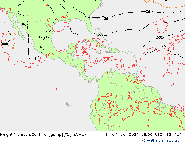 Hoogte/Temp. 500 hPa ECMWF vr 07.06.2024 06 UTC