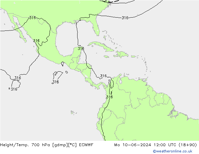 Height/Temp. 700 hPa ECMWF  10.06.2024 12 UTC