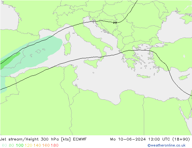 Corrente a getto ECMWF lun 10.06.2024 12 UTC