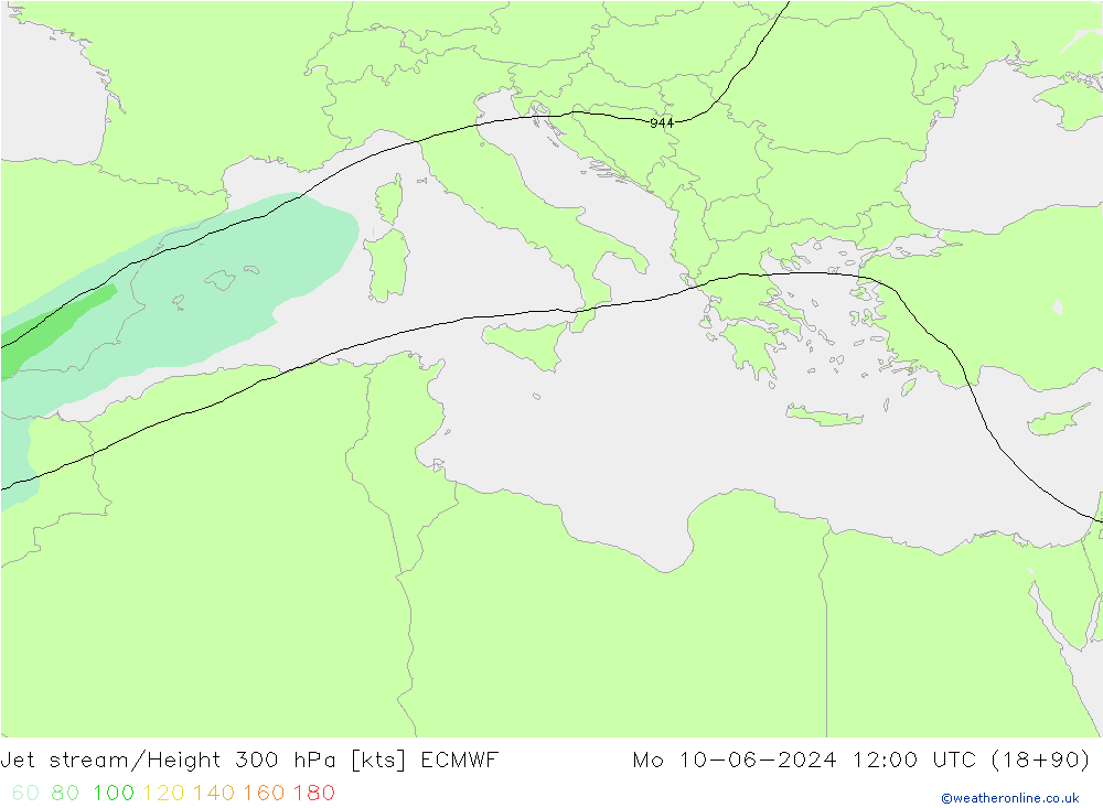 Corrente a getto ECMWF lun 10.06.2024 12 UTC