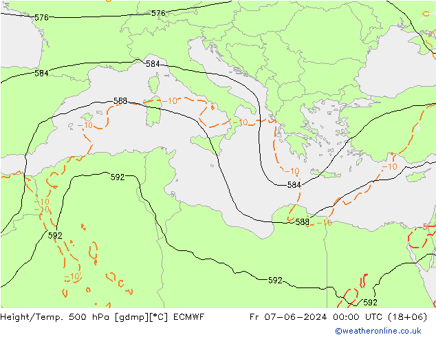 Z500/Regen(+SLP)/Z850 ECMWF vr 07.06.2024 00 UTC