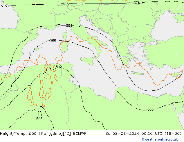 Z500/Regen(+SLP)/Z850 ECMWF za 08.06.2024 00 UTC