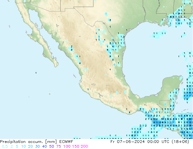 Precipitación acum. ECMWF vie 07.06.2024 00 UTC