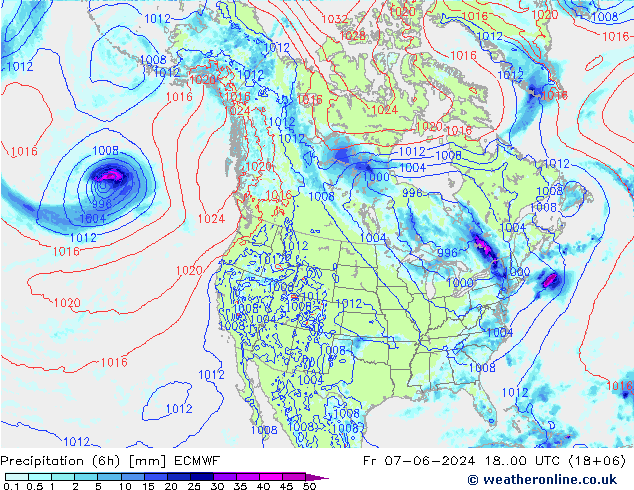 Z500/Rain (+SLP)/Z850 ECMWF Fr 07.06.2024 00 UTC