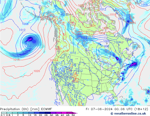 Z500/Rain (+SLP)/Z850 ECMWF Fr 07.06.2024 06 UTC