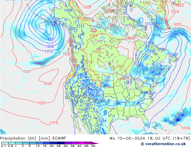 Z500/Rain (+SLP)/Z850 ECMWF lun 10.06.2024 00 UTC