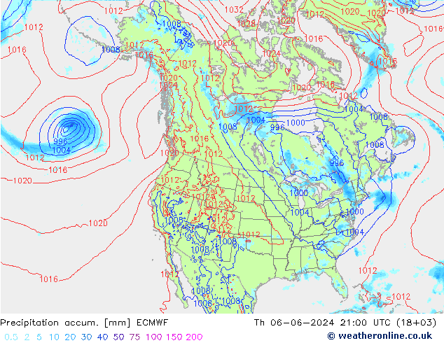 Precipitation accum. ECMWF Th 06.06.2024 21 UTC