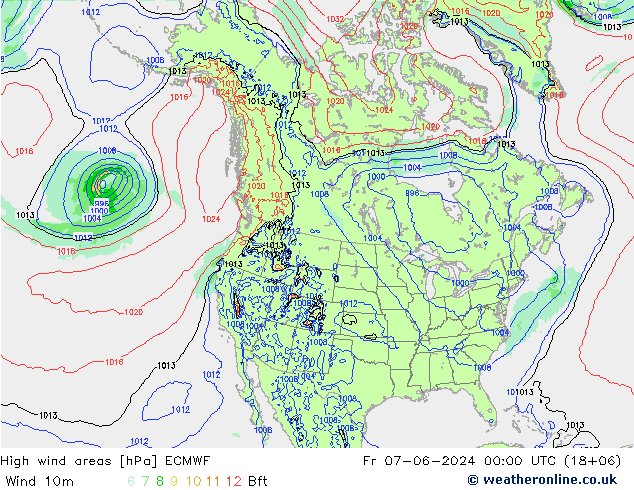 High wind areas ECMWF  07.06.2024 00 UTC