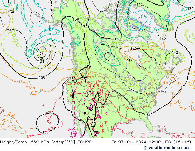 Height/Temp. 850 hPa ECMWF Sex 07.06.2024 12 UTC