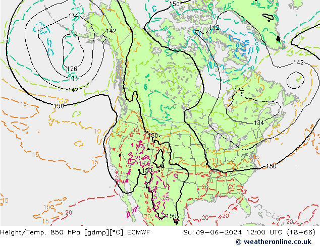 Z500/Rain (+SLP)/Z850 ECMWF Su 09.06.2024 12 UTC