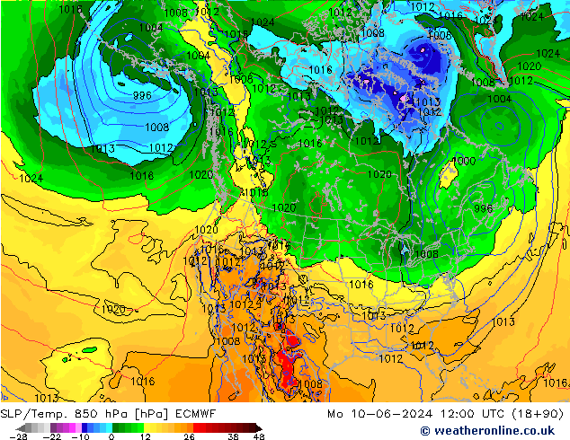 SLP/Temp. 850 hPa ECMWF lun 10.06.2024 12 UTC