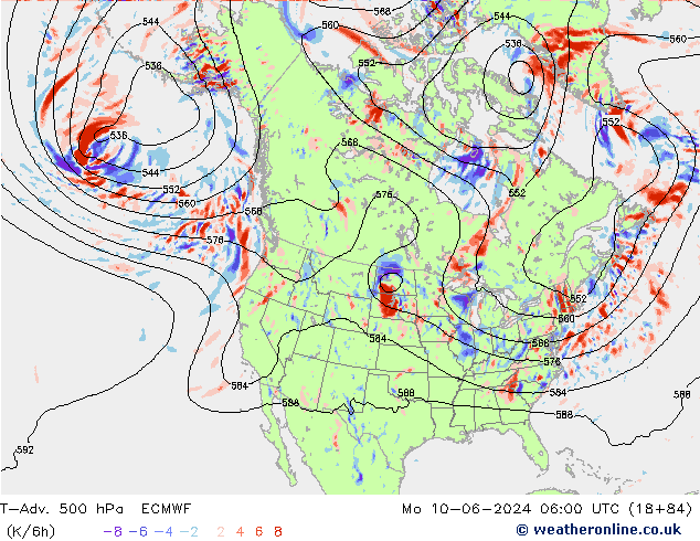 T-Adv. 500 hPa ECMWF lun 10.06.2024 06 UTC