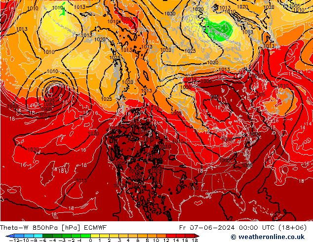 Theta-W 850hPa ECMWF Fr 07.06.2024 00 UTC