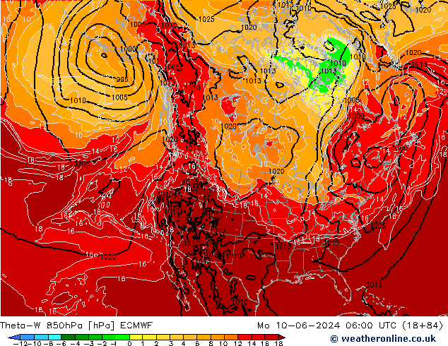 Theta-W 850hPa ECMWF lun 10.06.2024 06 UTC